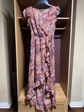 Inspired Hearts Boho Print Wrap Maxi Dress Size Medium
